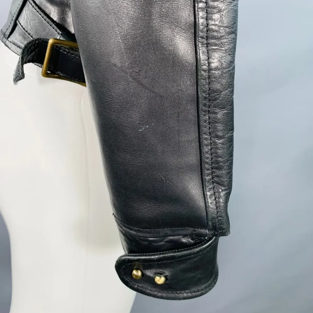 AL'S ATTIRE Size S Black Leather Studs Club Collar Jacket